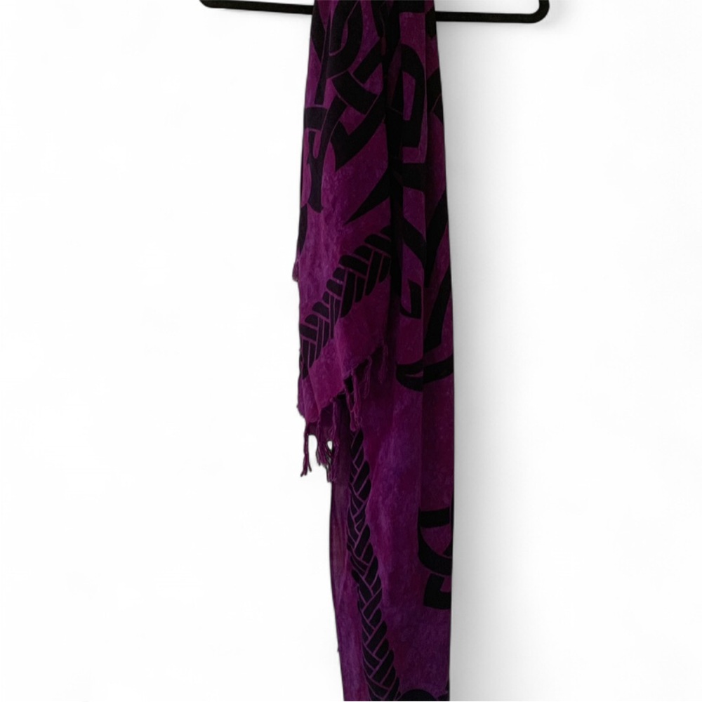 Boho Beachy Cottagecore Purple and Black geometric patterned Sarong